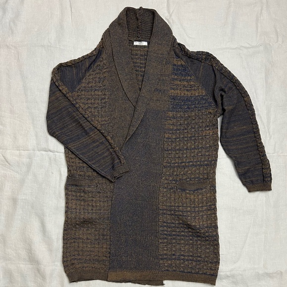 Blue and Gold Knit Open Cardigan - Picture 1 of 8